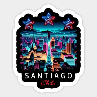 Santiago Chile Neon Cityscape Skyline Graphic Sticker